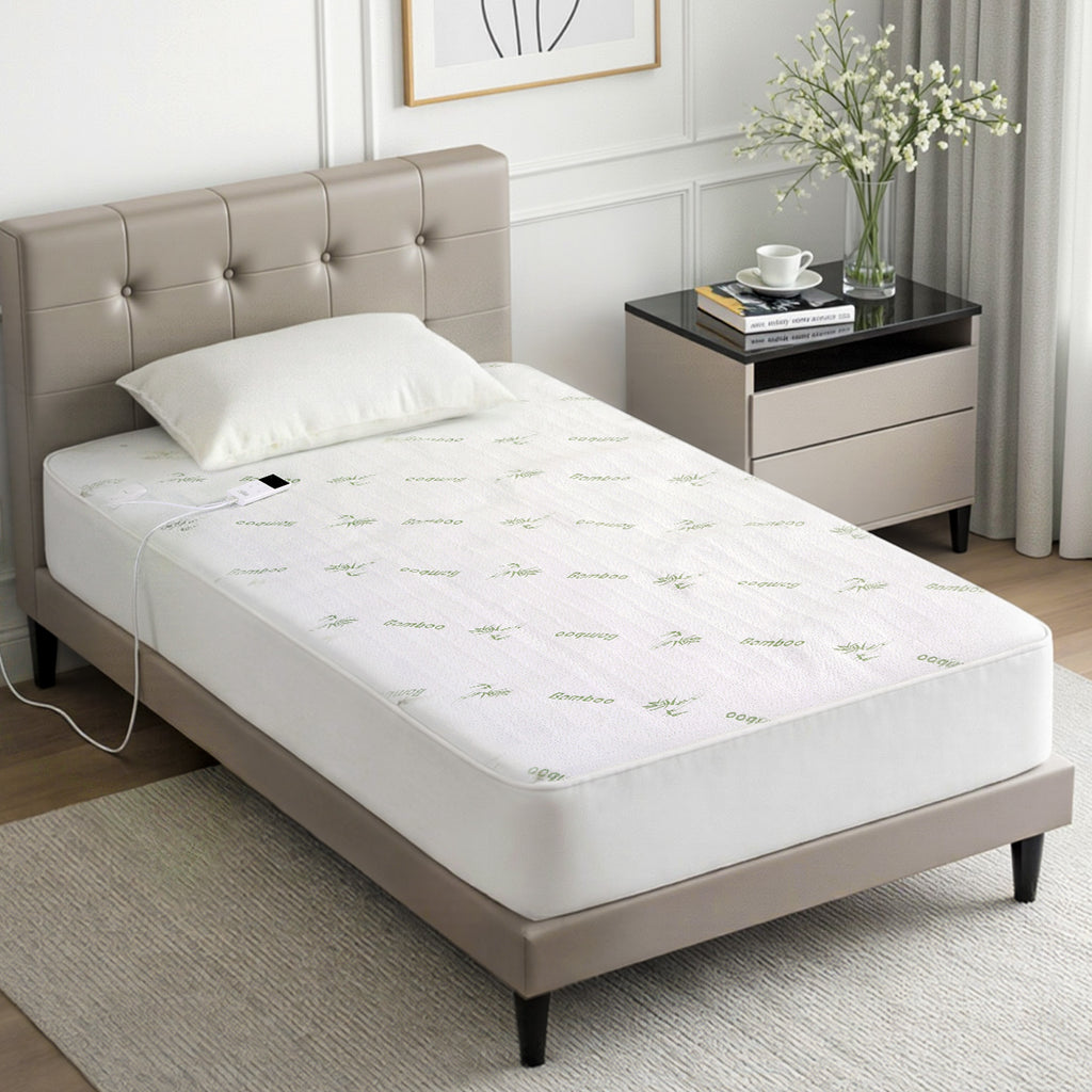 Giselle Electric Blanket Bamboo Fabric Single Fitted Heated Pad Underlay Washable Winter