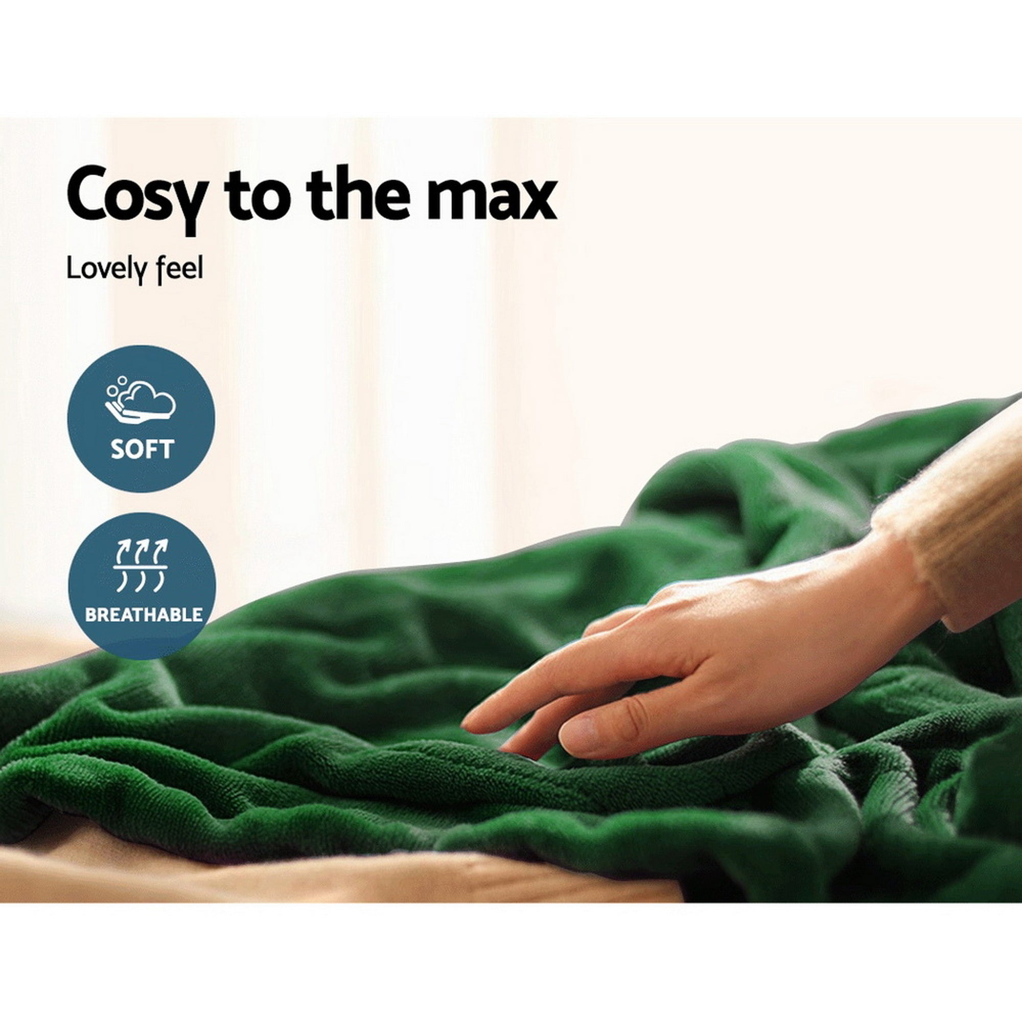 Giselle Electric Throw Rug Heated Blanket Washable Snuggle Flannel Winter Green