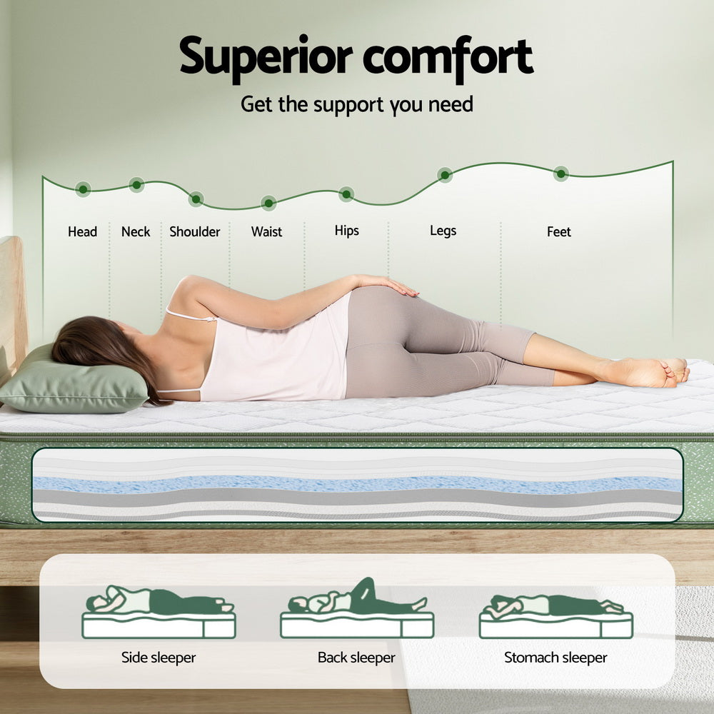 Giselle 25cm Memory Foam Mattress Dual Layer Zipper Cover Cool Charcoal Foam Mattresses King Single