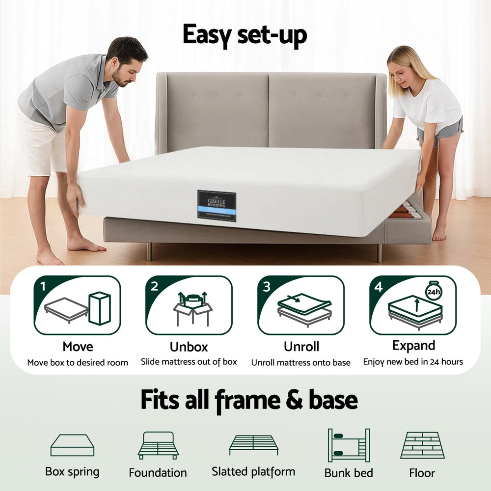 Giselle 20cm Memory Foam Mattress Green Tea Queen