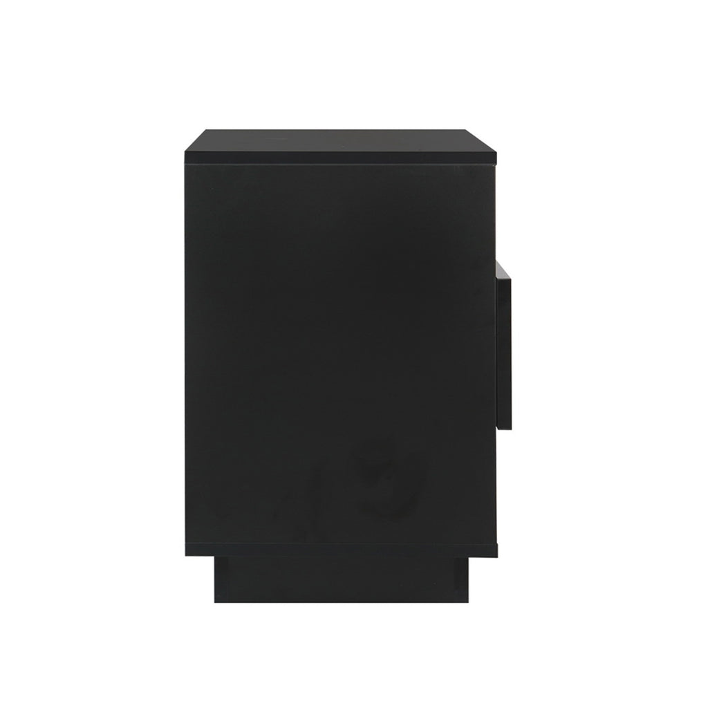 Artiss 2x Bedside Table LED with 2 Shelves - HANA Black