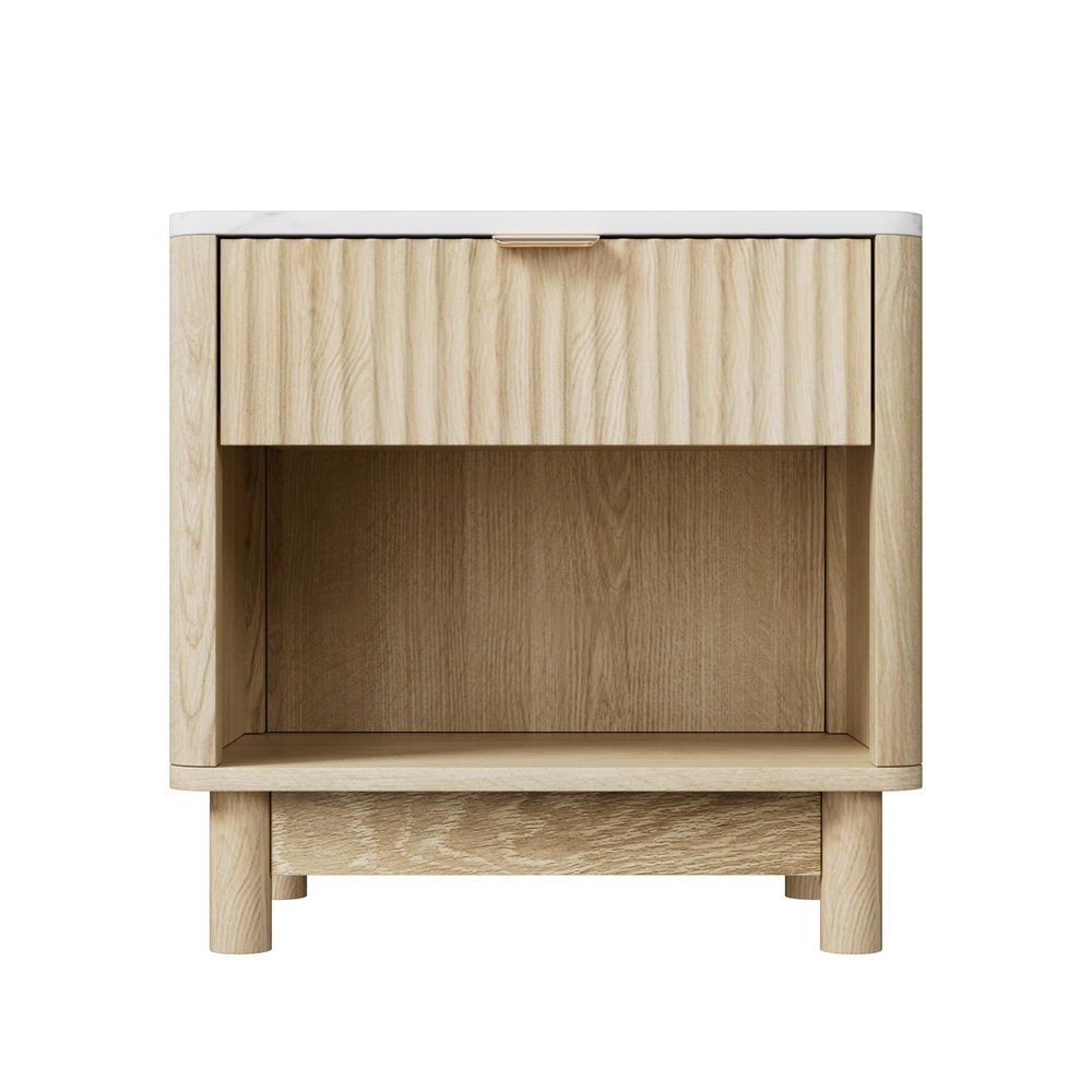 Artiss Bedside Table Nightstand 1 Drawer Shelves Pine
