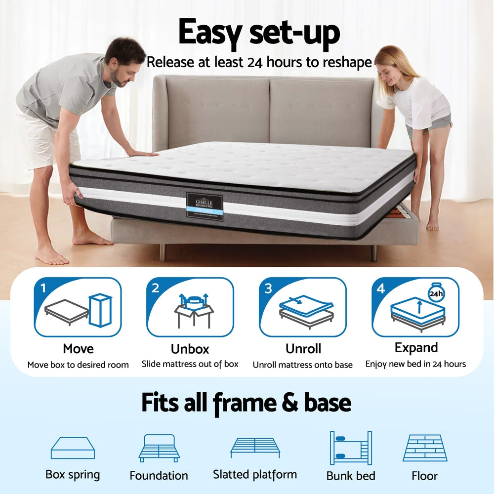 Giselle Bedding 30cm Mattress Gel Foam Pocket Spring King Single