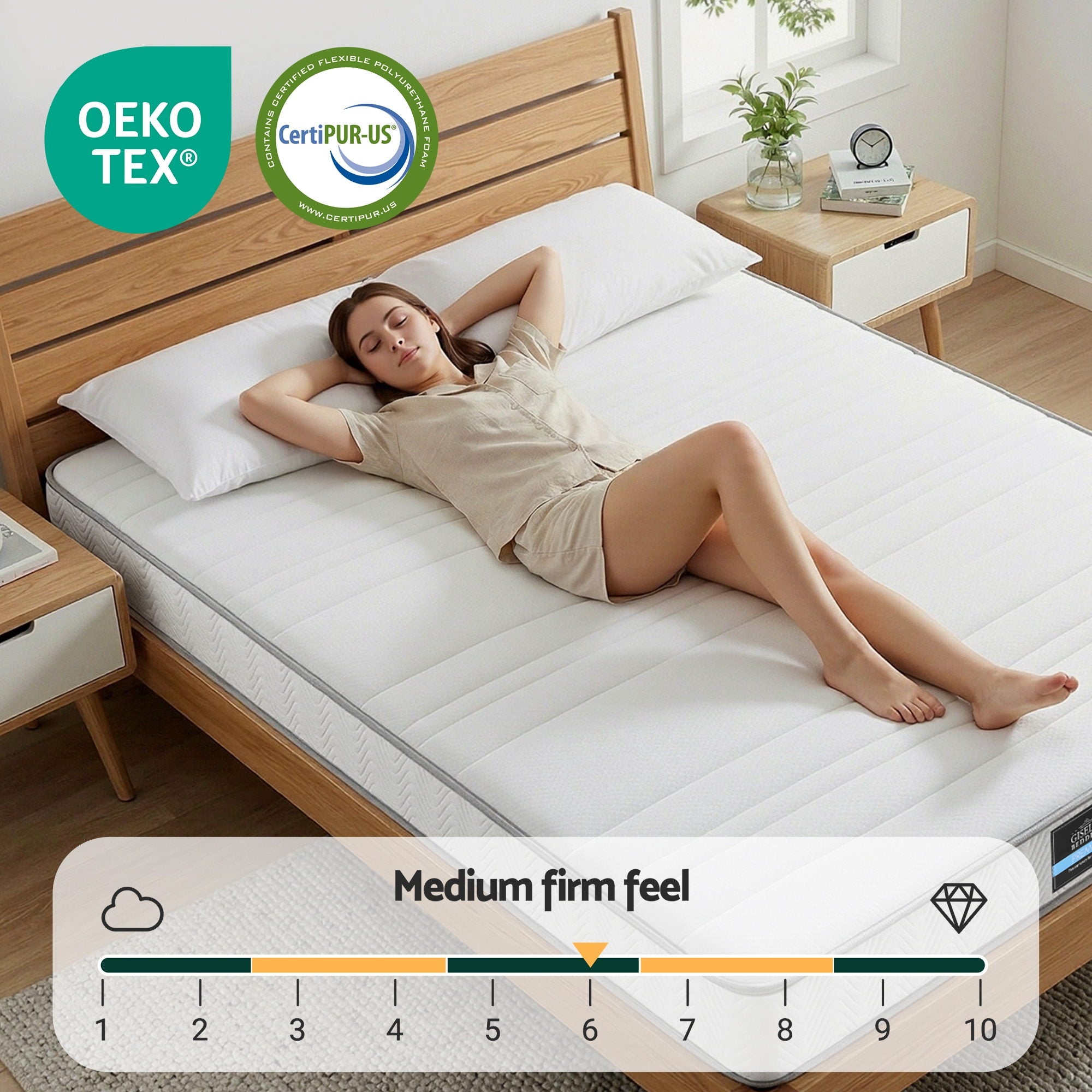Giselle Double Mattress 20cm with Reinforced Edge Support Egg-Crate Foam