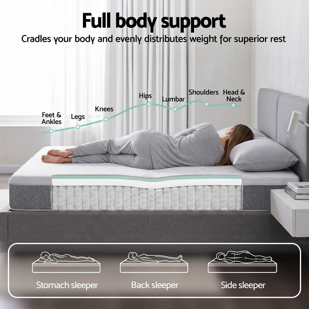 Giselle Bedding Queen Mattress 23cm Pocket Spring Mattress with Adjustable Firmness Reversible Foam Layer for Medium Firm & Firm Support Motion Isolation Bedroom Bed