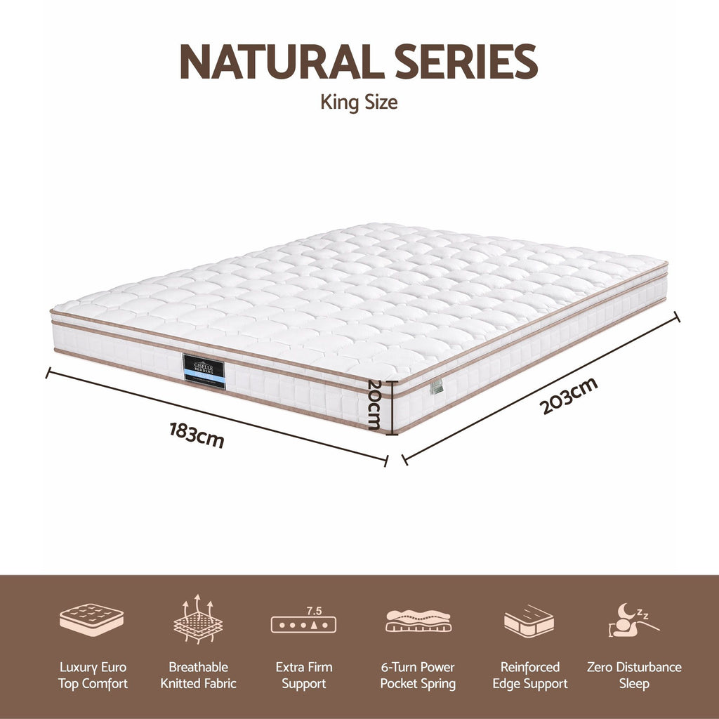 Giselle 20cm Firm King Mattress Pocket Spring for Bedroom or Guest Room