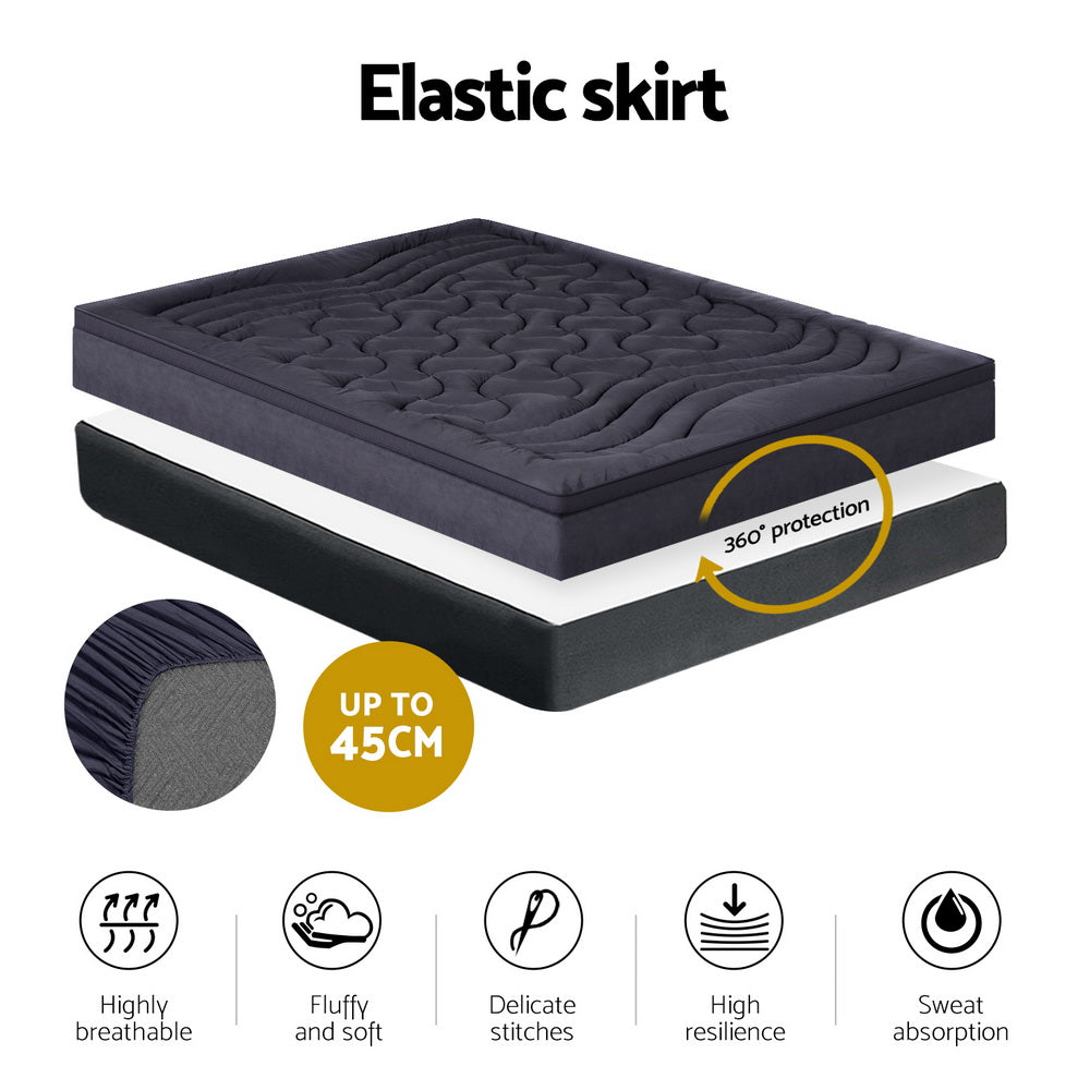 Giselle Bedding 3-Zone Pillowtop Mattress Topper 1000GSM for Back Pain Relief Washable with 45cm Deep Pocket Double