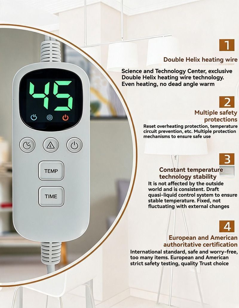 Electric Heated Blanket Smart Thermostatic Intelligent Timing Automatic - Gray - Size 1.5-1.8m