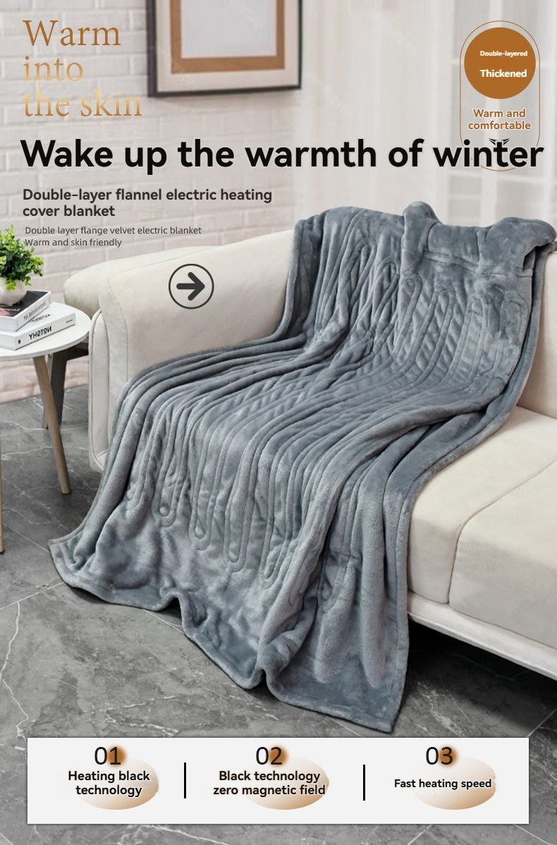 Electric Heated Blanket Smart Thermostatic Intelligent Timing Automatic - Gray - Size 1.5-1.8m