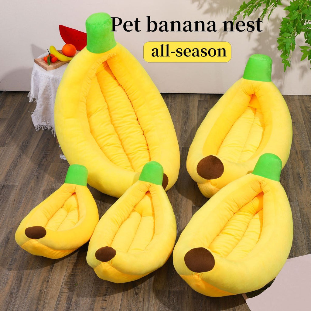 Banana-Shaped Pet Bed Removable Washable Pet Bed Small Medium Dog Bed Cat Bed - Green - Size 58-35CM
