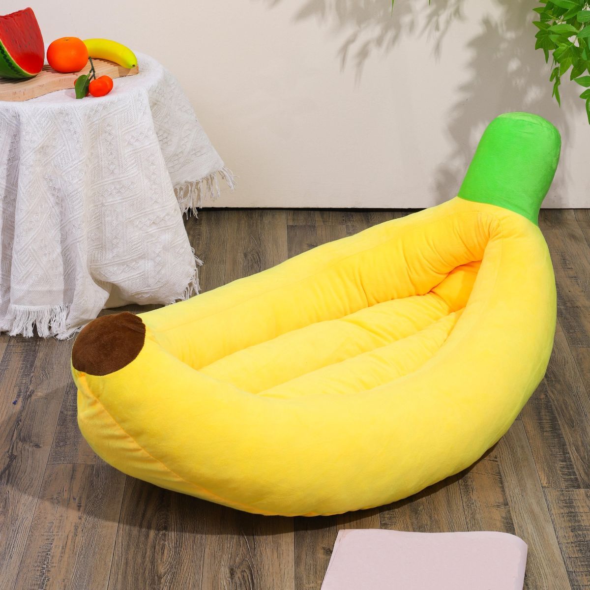 Banana-Shaped Pet Bed Removable Washable Pet Bed Small Medium Dog Bed Cat Bed - Pink - Size 105-50CM