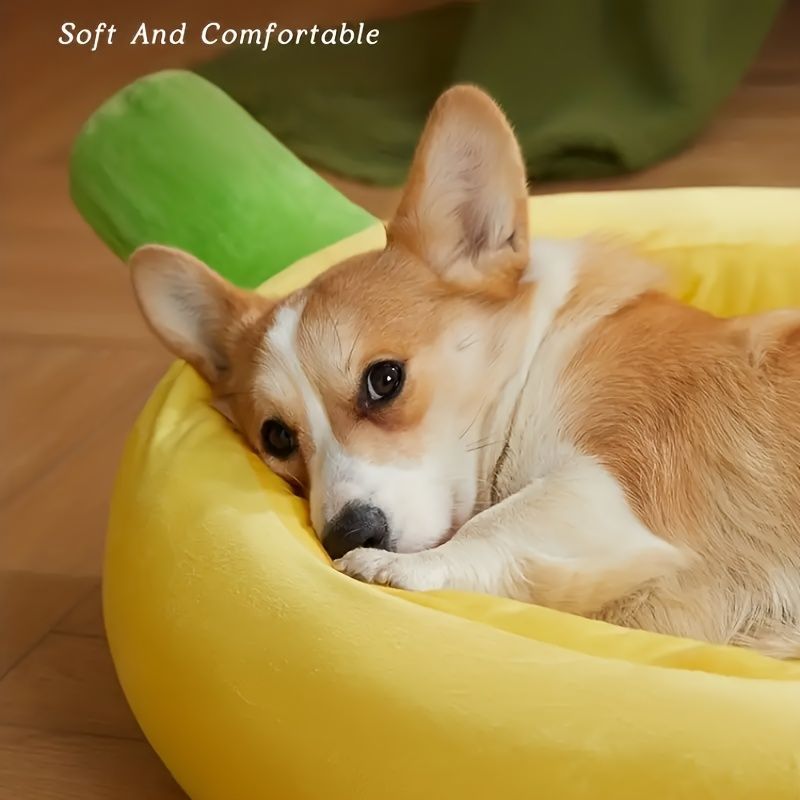 Banana-Shaped Pet Bed Removable Washable Pet Bed Small Medium Dog Bed Cat Bed - Pink - Size 50-30CM
