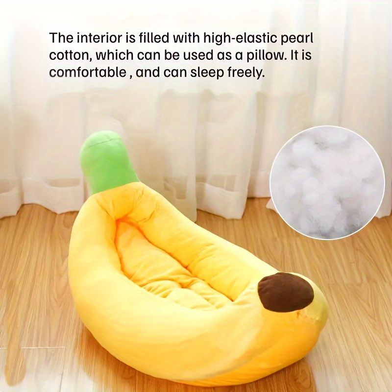 Banana-Shaped Pet Bed Removable Washable Pet Bed Small Medium Dog Bed Cat Bed - Pink - Size 58-35CM