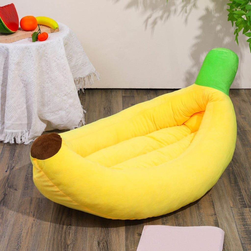Banana-Shaped Pet Bed Removable Washable Pet Bed Small Medium Dog Bed Cat Bed - Pink - Size 95-45CM