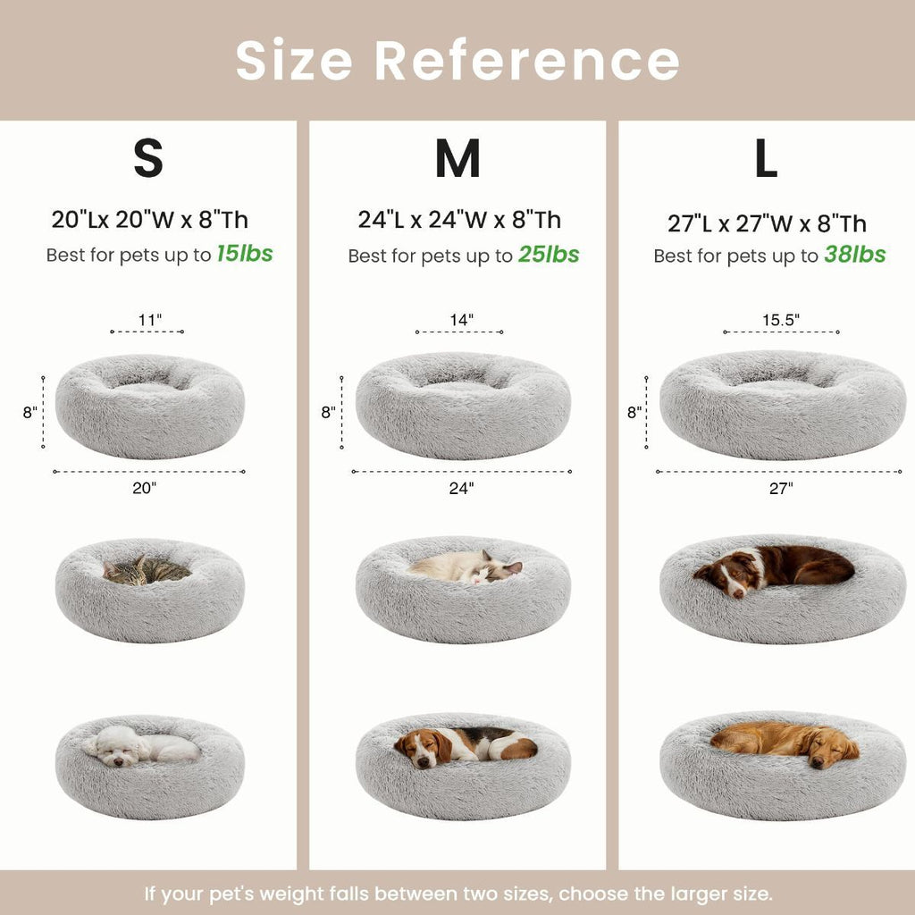 Pet Bed Anti-Anxiety Pet Bed Donut Pet Bed Small Dog Bed Medium Dog Bed Cat Bed - Black / 20in