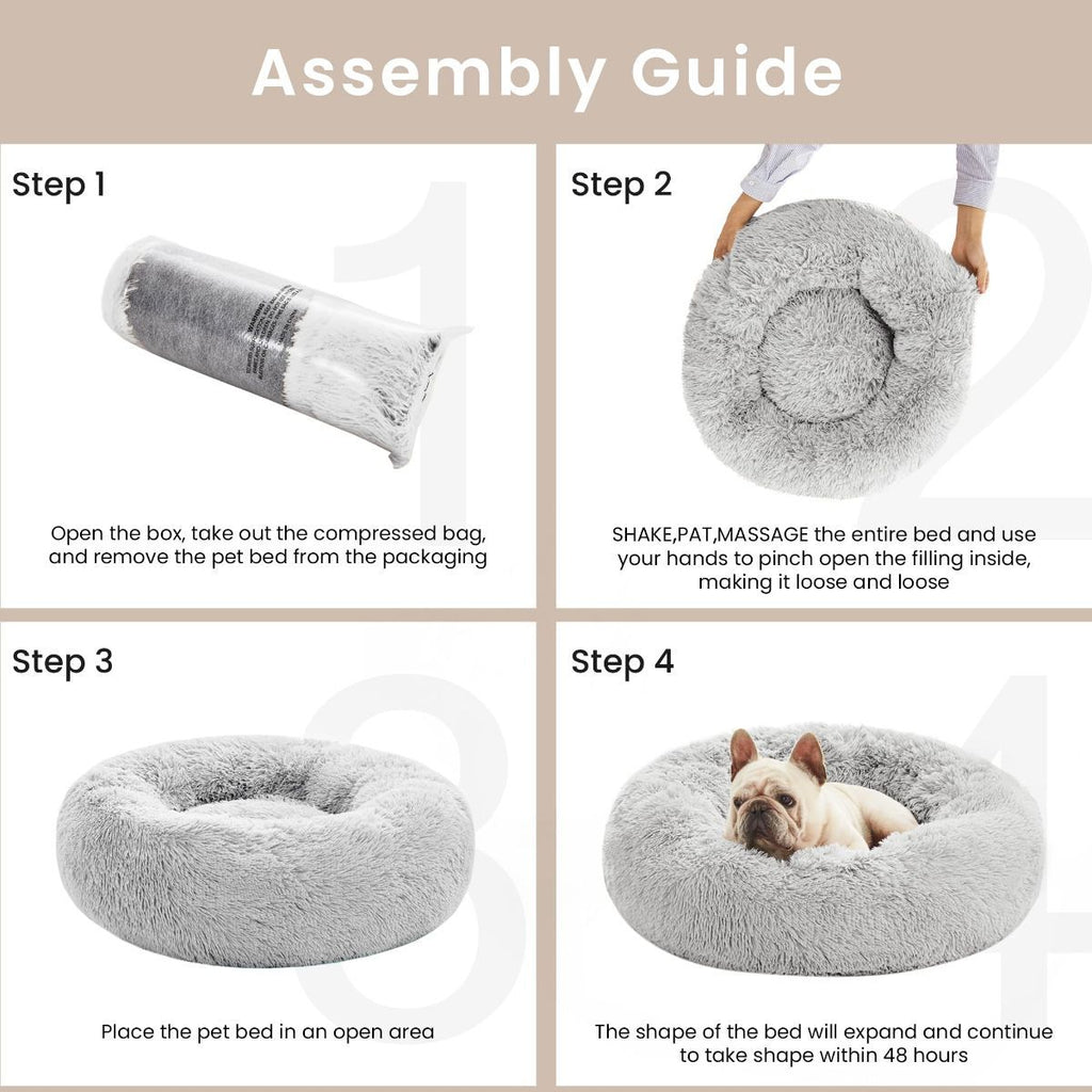 Pet Bed Anti-Anxiety Pet Bed Donut Pet Bed Small Dog Bed Medium Dog Bed Cat Bed - Black / 24in