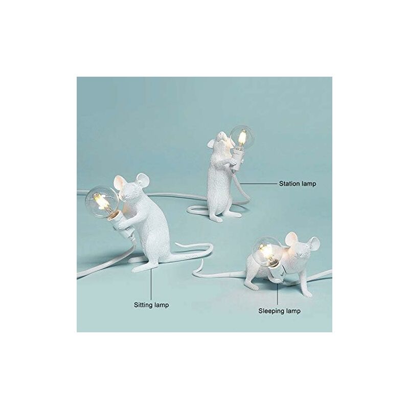 Table Lamp Mouse Shape Resin Desk Lamp Bedside Lamp Light Home Bedroom Decor E12 Base