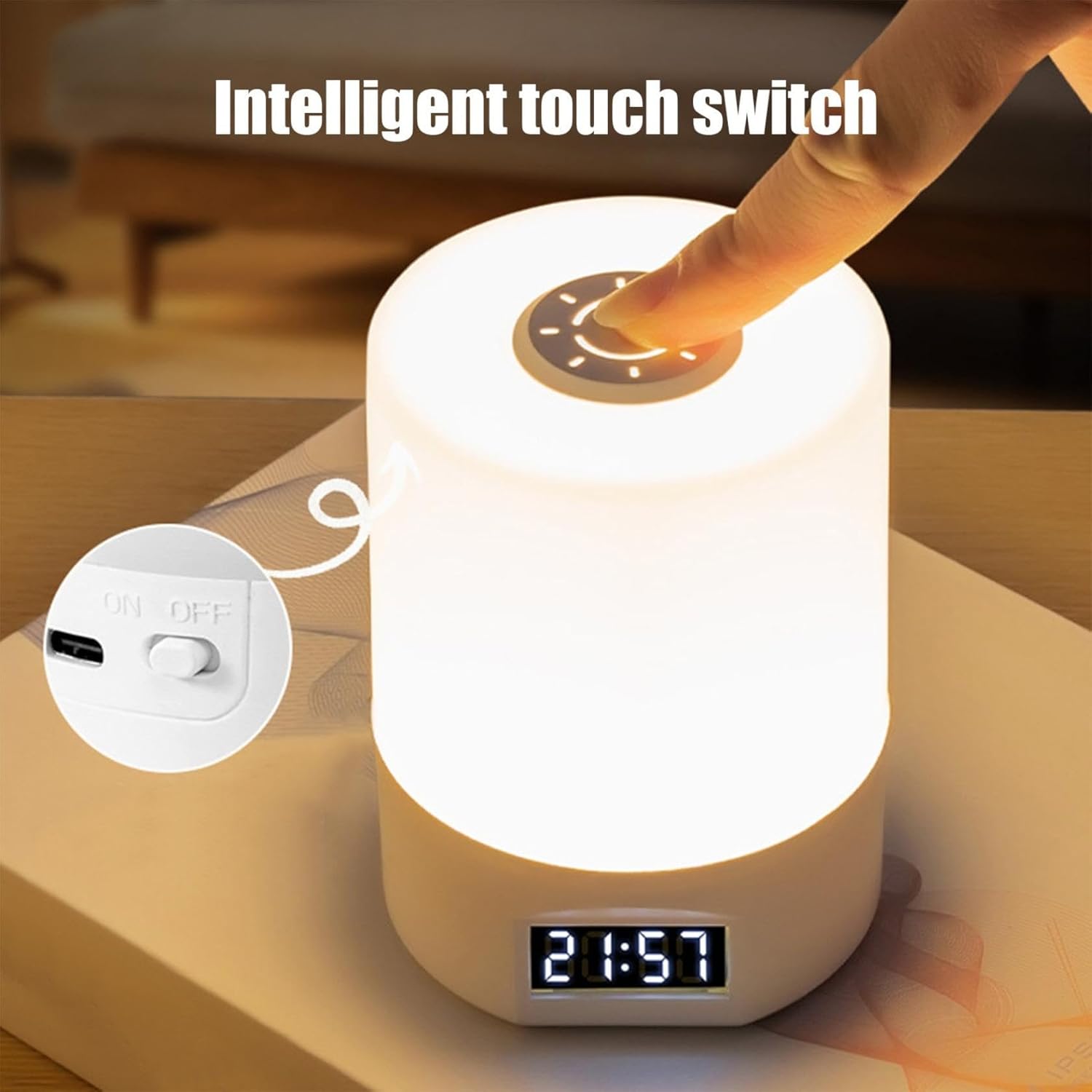LED light, night light, desk lamp, rechargeable lighting, three color changes, eye protection, lighting for bedroom, desk, bedside table, multiple color temperatures for scenarios (white)