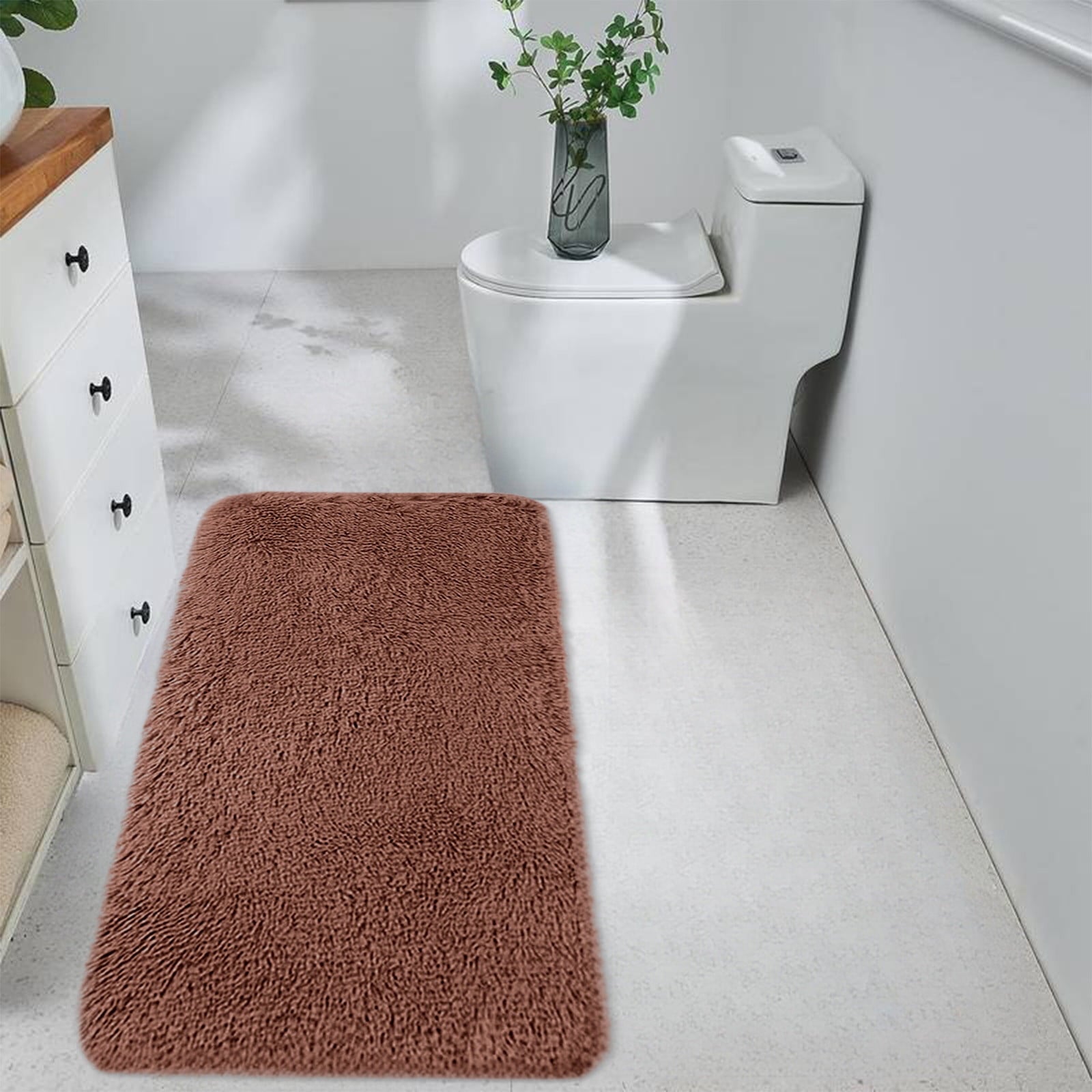 Soft Area Rug Fluffy Rugs for Living Room Bedroom Decor, Runner Rug for Hallway, Shag Furry Bedside Rug Indoor Accent Floor Carpet, 40*80cm Non-Slip Plush Rug for Kids Room Dorm Brown