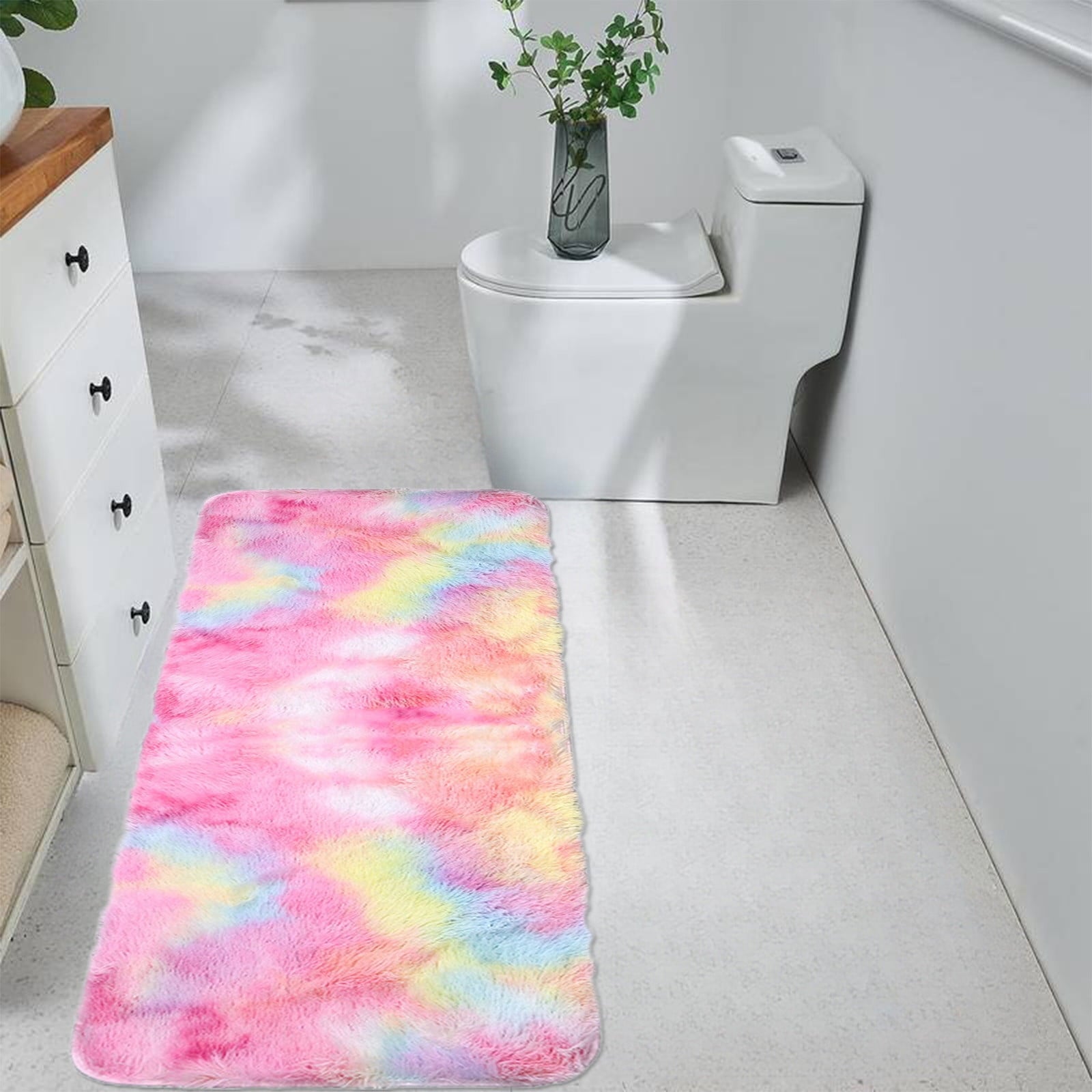 Soft Area Rug Fluffy Rugs for Living Room Bedroom Decor, Runner Rug for Hallway, Shag Furry Bedside Rug Indoor Accent Floor Carpet, 40*80cm Non-Slip Plush Rug for Kids Room Dorm Multicolor