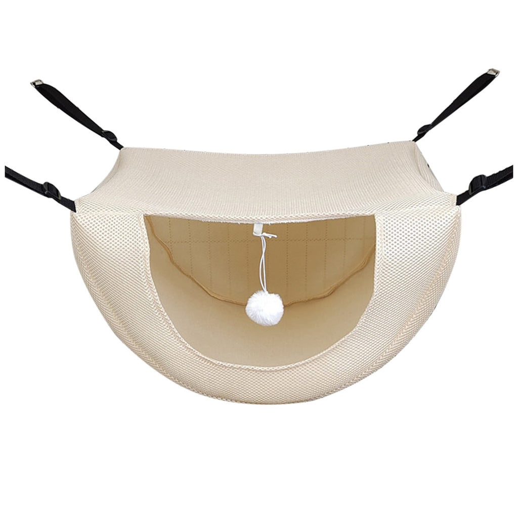 Cat Cage Hammock, Hanging Soft Pet Bed, Summer Breathable Pet Cage Hammock with Adjustable Straps, for Indoor Kitten Puppy Rabbit or Small Pet Beige