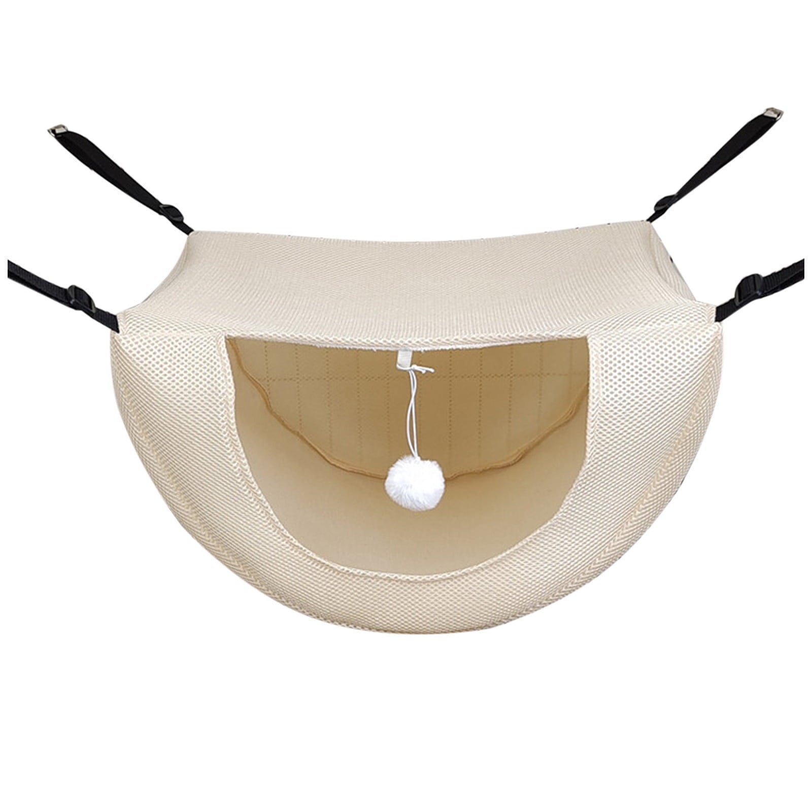 Cat Cage Hammock, Hanging Soft Pet Bed, Summer Breathable Pet Cage Hammock with Adjustable Straps, for Indoor Kitten Puppy Rabbit or Small Pet Beige
