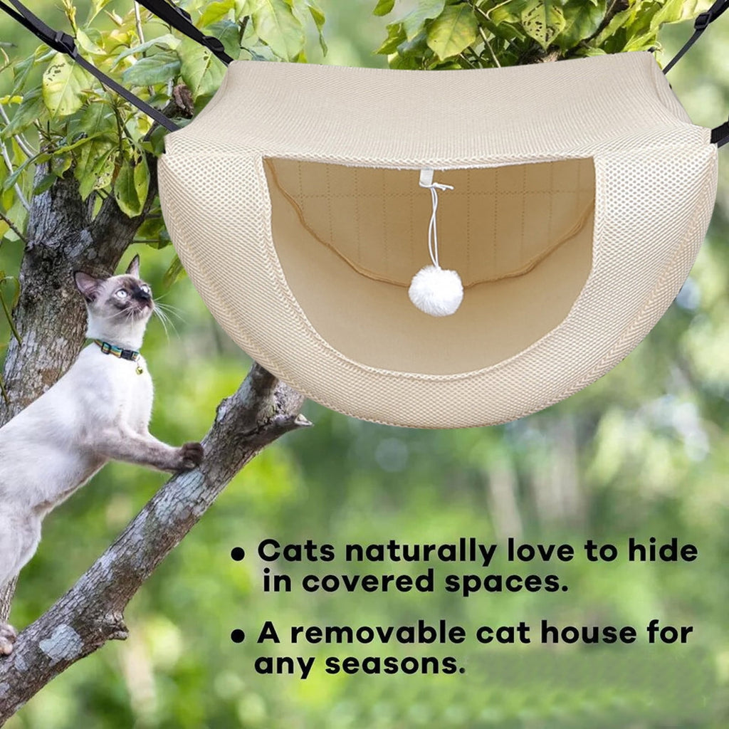 Cat Cage Hammock, Hanging Soft Pet Bed, Summer Breathable Pet Cage Hammock with Adjustable Straps, for Indoor Kitten Puppy Rabbit or Small Pet Beige