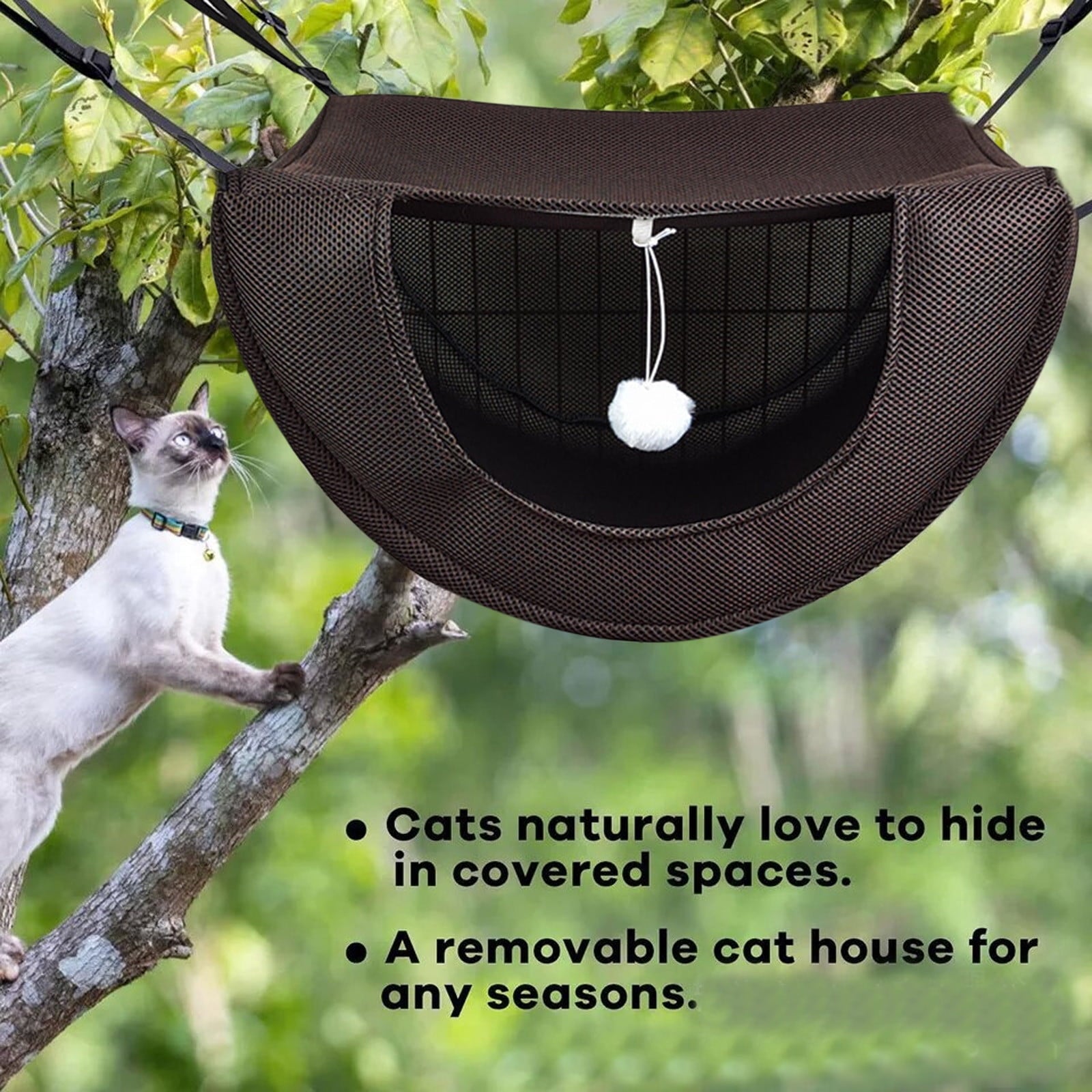 Cat Cage Hammock, Hanging Soft Pet Bed, Summer Breathable Pet Cage Hammock with Adjustable Straps, for Indoor Kitten Puppy Rabbit or Small Pet Coffee