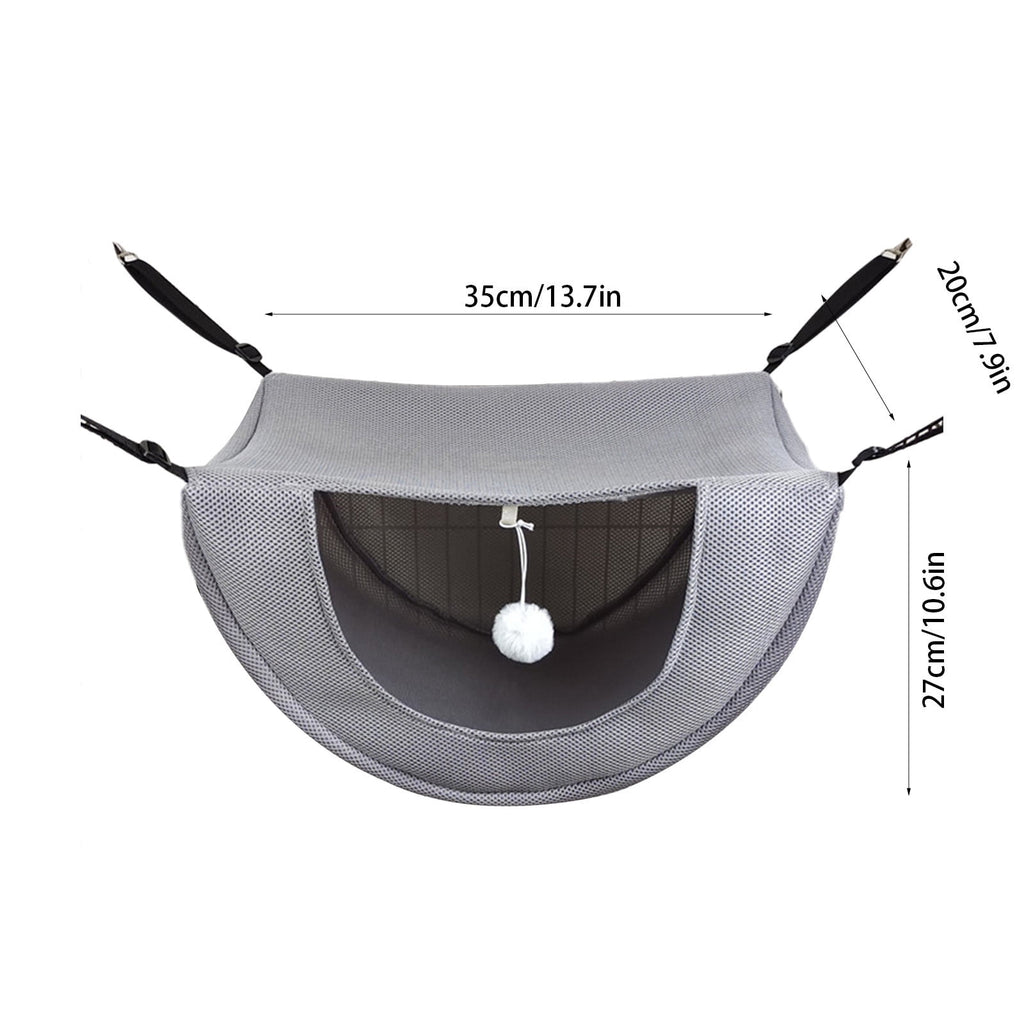 Cat Cage Hammock, Hanging Soft Pet Bed, Summer Breathable Pet Cage Hammock with Adjustable Straps, for Indoor Kitten Puppy Rabbit or Small Pet Gray