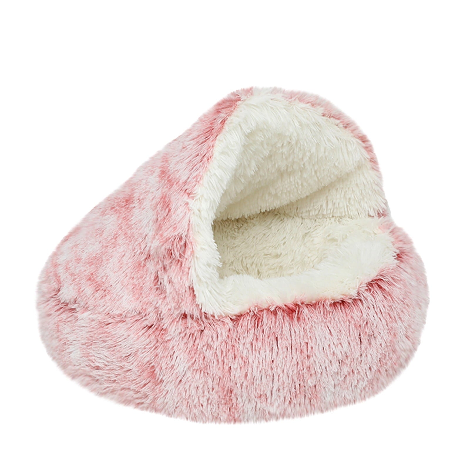 Calming Dog Beds & Cat Cave Bed with Hooded Cover, Removable Washable Round Beds for Small Medium Pets, Anti-Slip Plush Coved Bed for Pet (20"x20") L