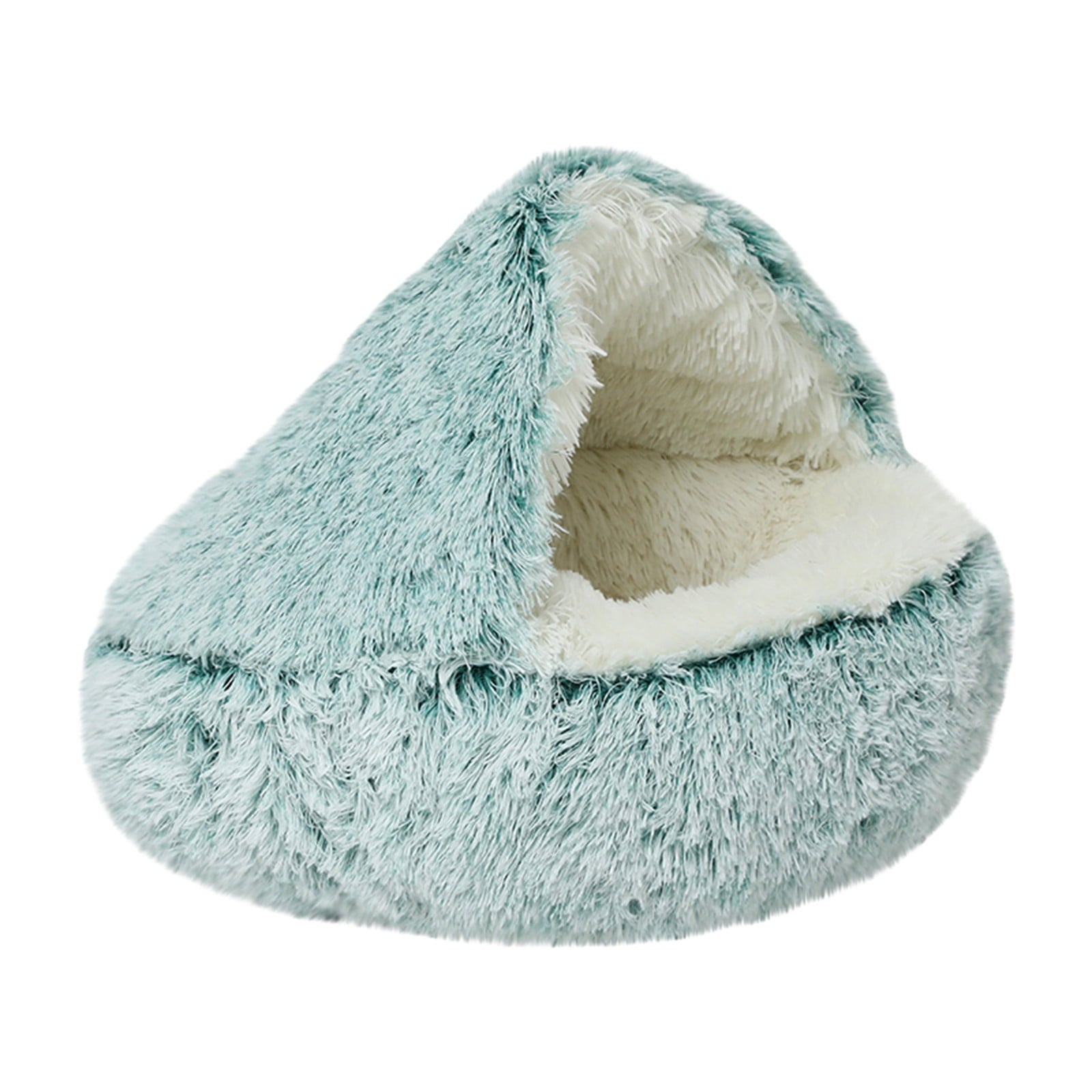 Calming Dog Beds & Cat Cave Bed with Hooded Cover, Removable Washable Round Beds for Small Medium Pets, Anti-Slip Plush Coved Bed for Pet (20"x20") N