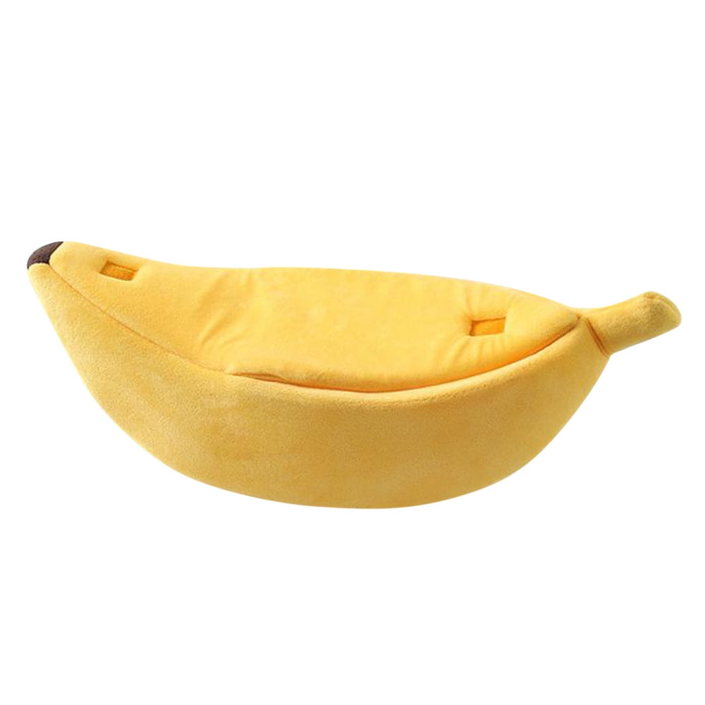 Banana Pet Bed, Cute Funny Fruit Bed with Removable Cushion for Dogs, Indoor Cats, Rabbits, Small Animals Yellow