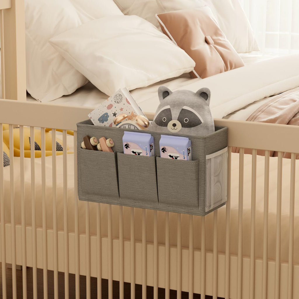 Dual purpose bedside storage device, multifunctional bedside storage solution magazine remote control bracket, (gray)