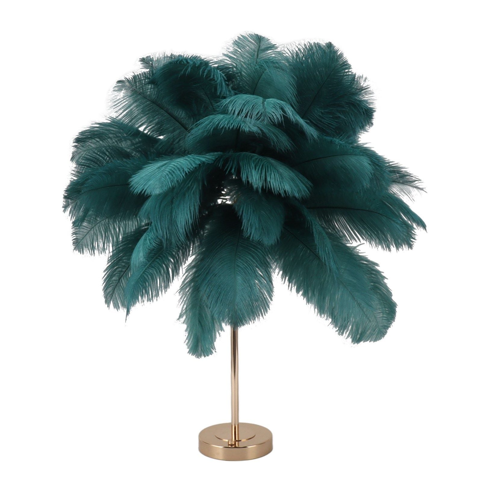 Feather Table Lamp 3 Color Dimmable Touch Switch USB Plug in Romantic Modern Decorative Bedside Light for Bedroom Dark Green