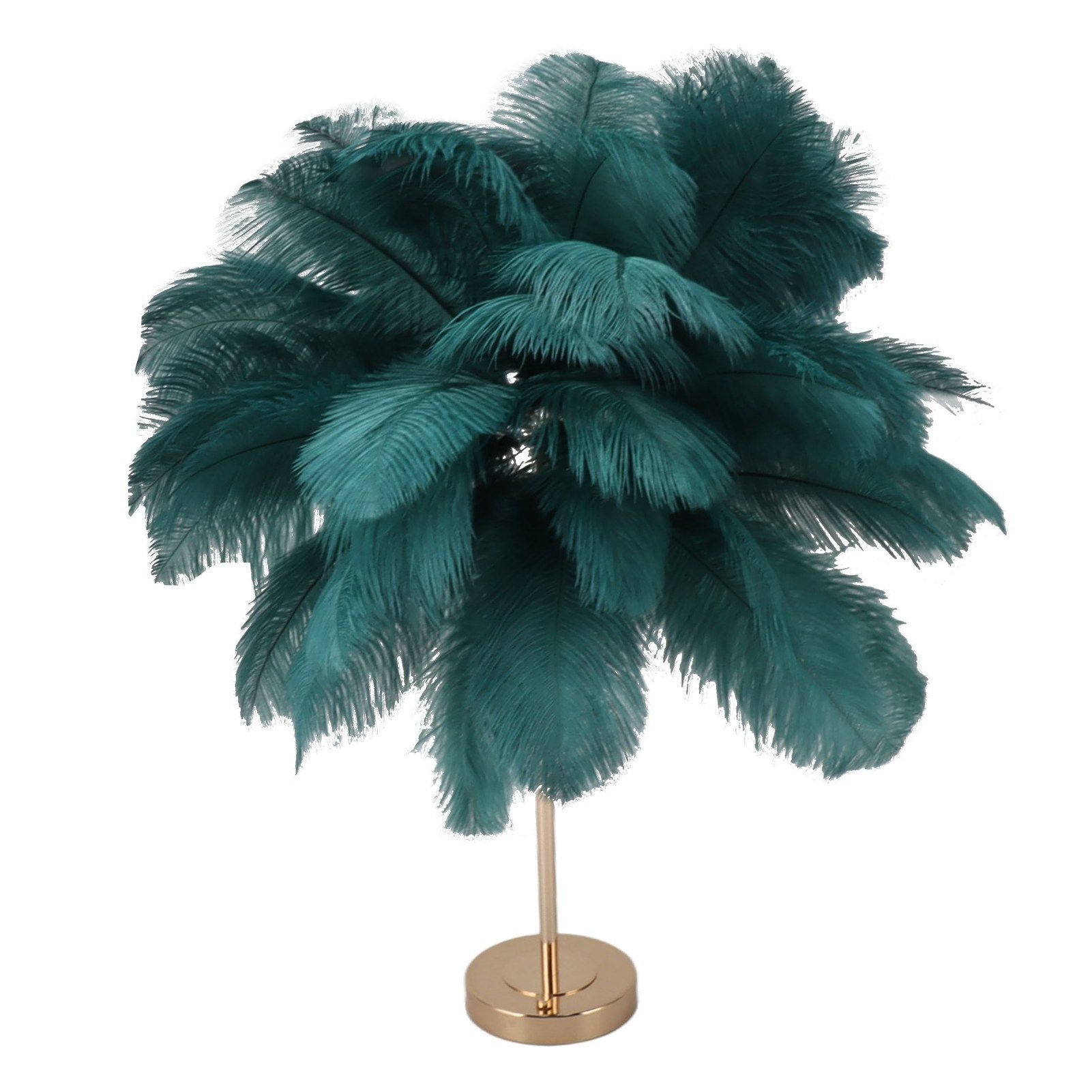 Feather Table Lamp 3 Color Dimmable Touch Switch USB Plug in Romantic Modern Decorative Bedside Light for Bedroom Dark Green