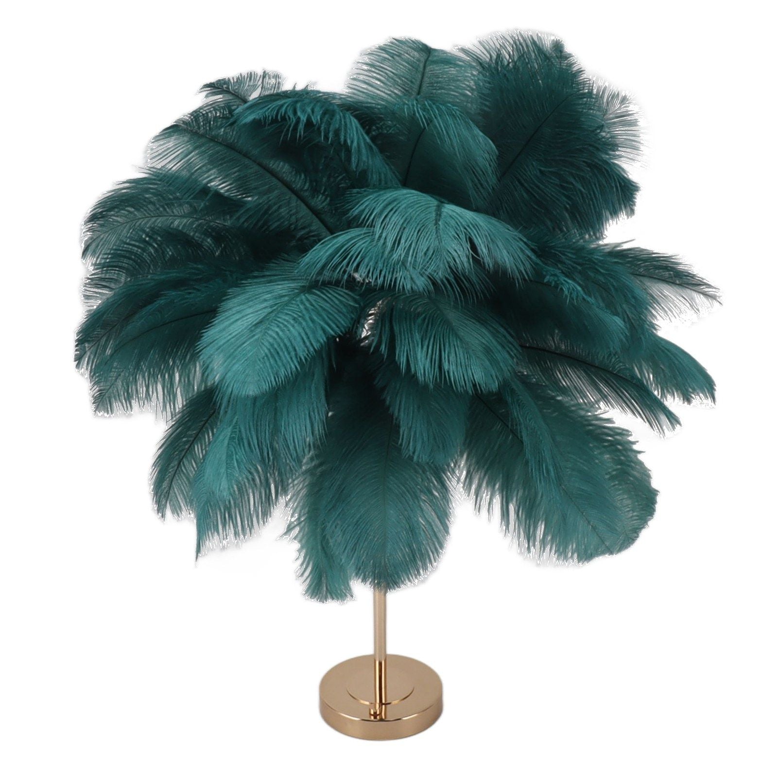 Feather Table Lamp 3 Color Dimmable Touch Switch USB Plug in Romantic Modern Decorative Bedside Light for Bedroom Dark Green
