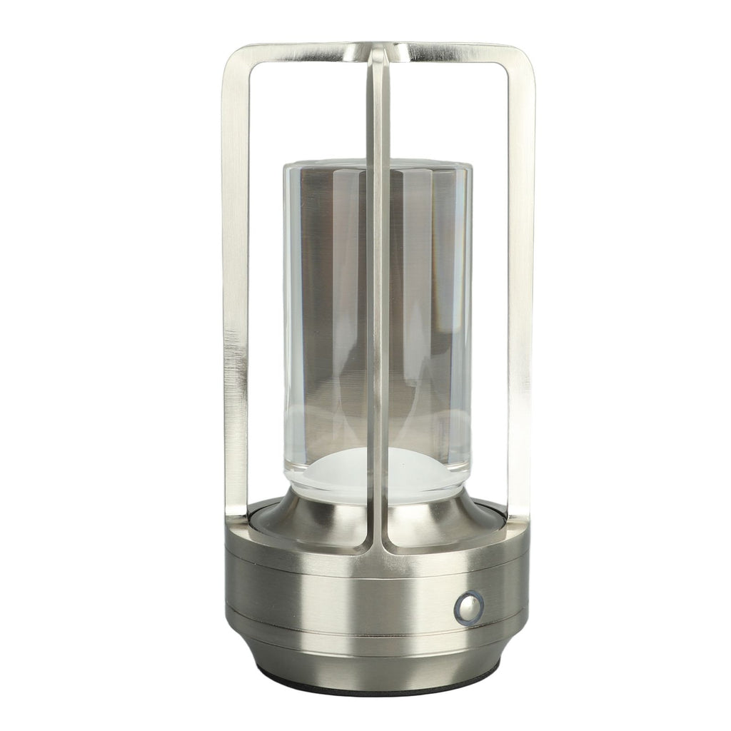 Cordless Table Lamp 3 Colors Stepless Dimming LED Table Lamp Rechargeable Touch Lamp Bedside Nightstand Lamp Silver
