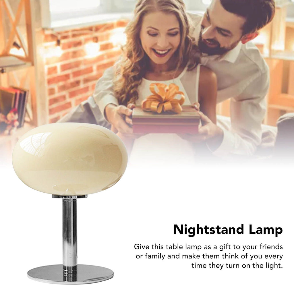 Bedside Table Lamp Iron Base Cute Shape Simple Modern Elegant Nightstand Lamp for Home Button Switch Beige