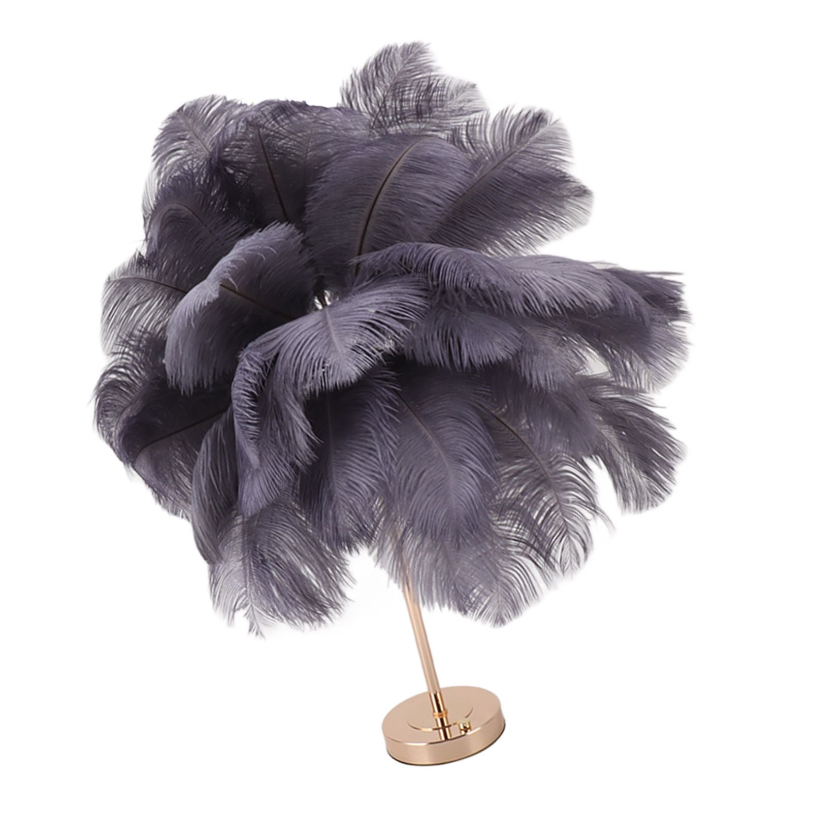Ostrich Feather Table Lamp Rechargeable Modern Romantic Decoration Lamp Bedroom Bedside Lamp for Home Decoration Grey
