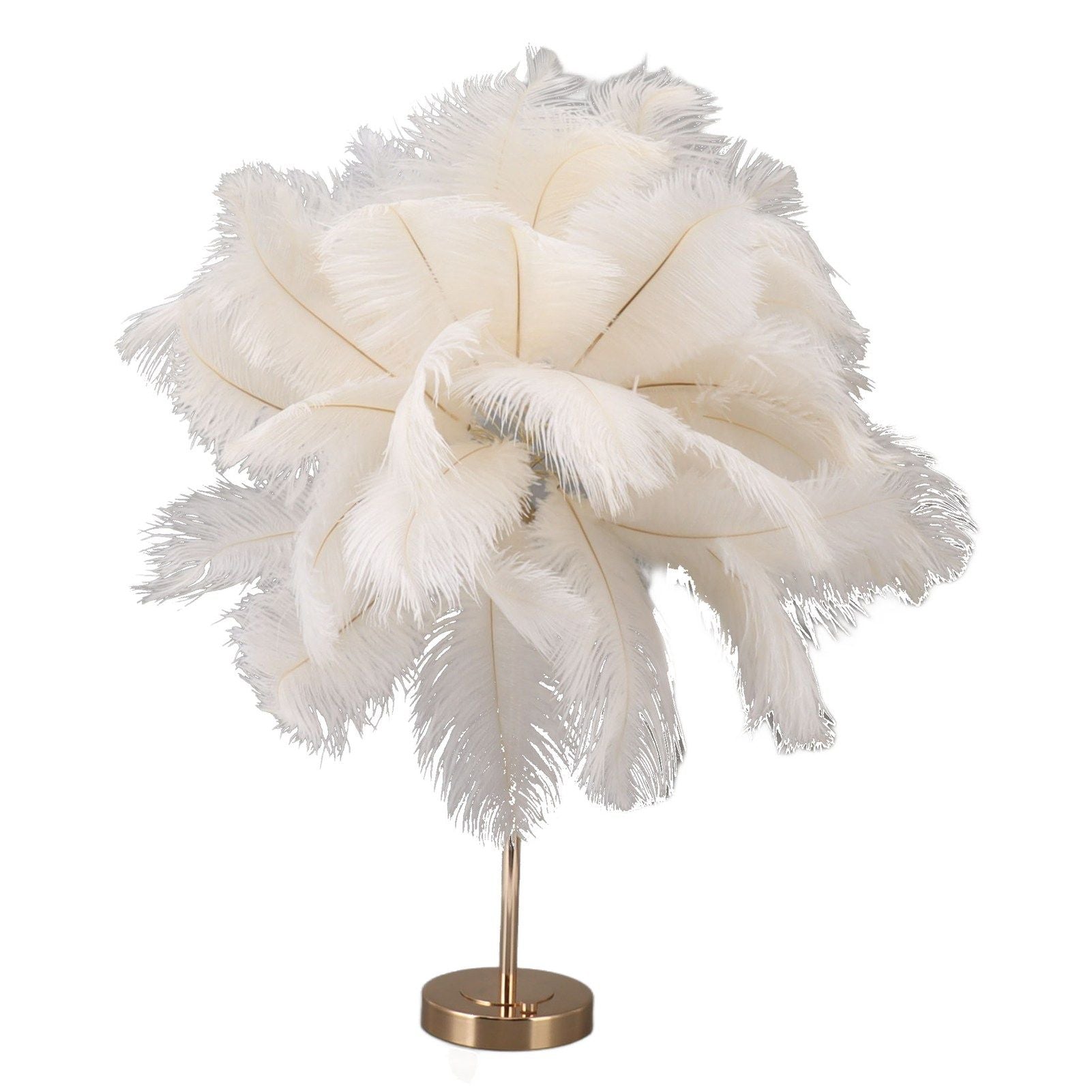 Feather Table Lamp 3 Color Dimmable Touch Switch USB Plug in Romantic Modern Decorative Bedside Light for Bedroom White