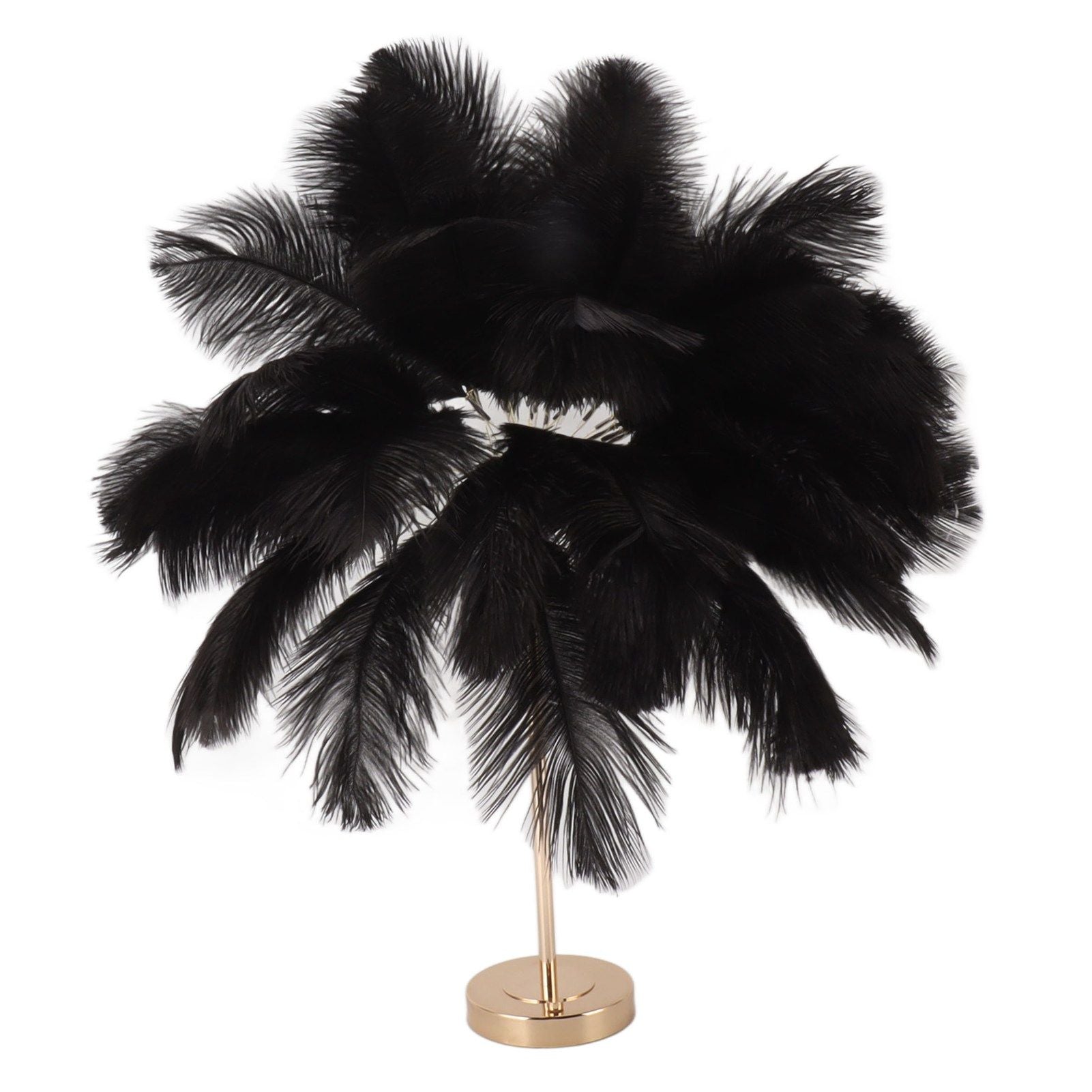 Feather Table Lamp 3 Color Dimmable Touch Switch USB Plug in Romantic Modern Decorative Bedside Light for Bedroom Black