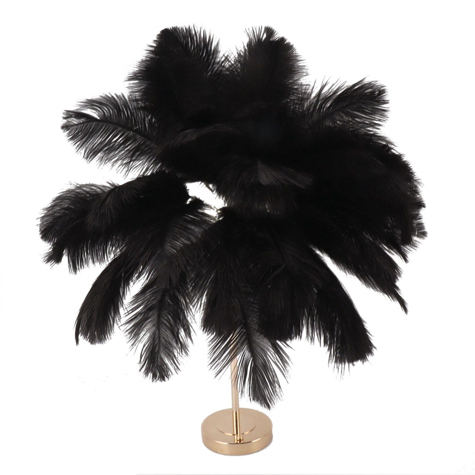 Feather Table Lamp 3 Color Dimmable Touch Switch USB Plug in Romantic Modern Decorative Bedside Light for Bedroom Black