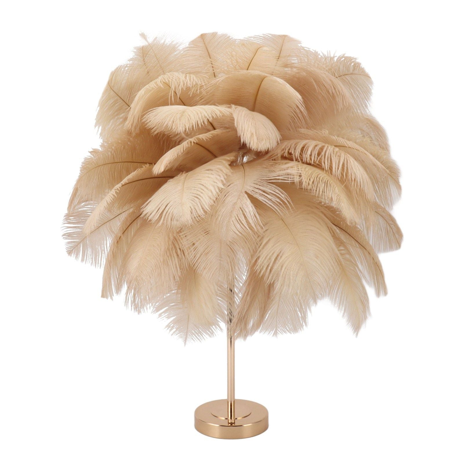 Feather Table Lamp 3 Color Dimmable Touch Switch USB Plug in Romantic Modern Decorative Bedside Light for Bedroom Light Tan