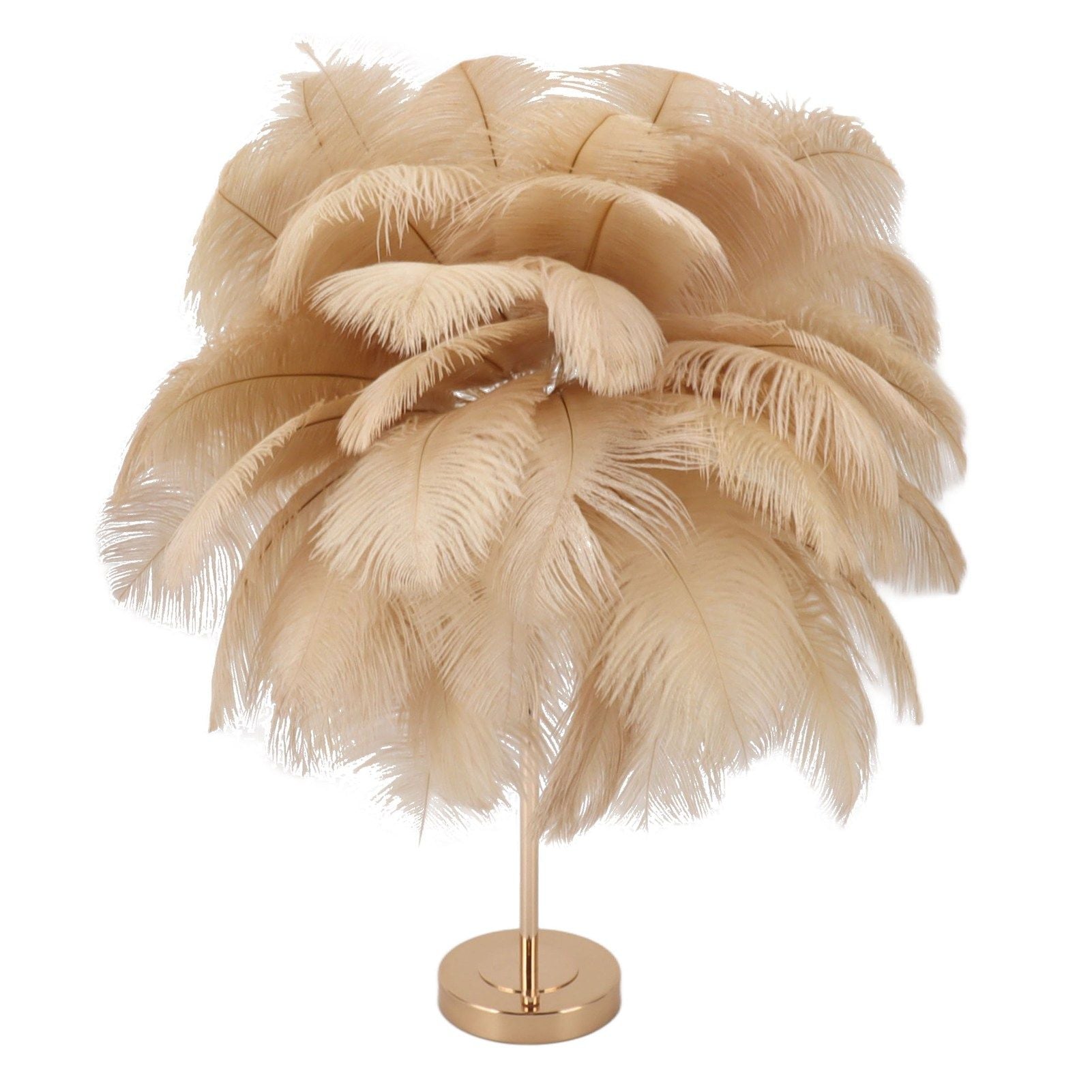 Feather Table Lamp 3 Color Dimmable Touch Switch USB Plug in Romantic Modern Decorative Bedside Light for Bedroom Light Tan