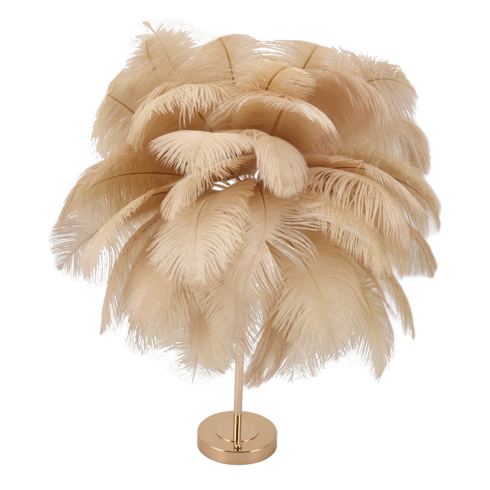 Feather Table Lamp 3 Color Dimmable Touch Switch USB Plug in Romantic Modern Decorative Bedside Light for Bedroom Light Tan