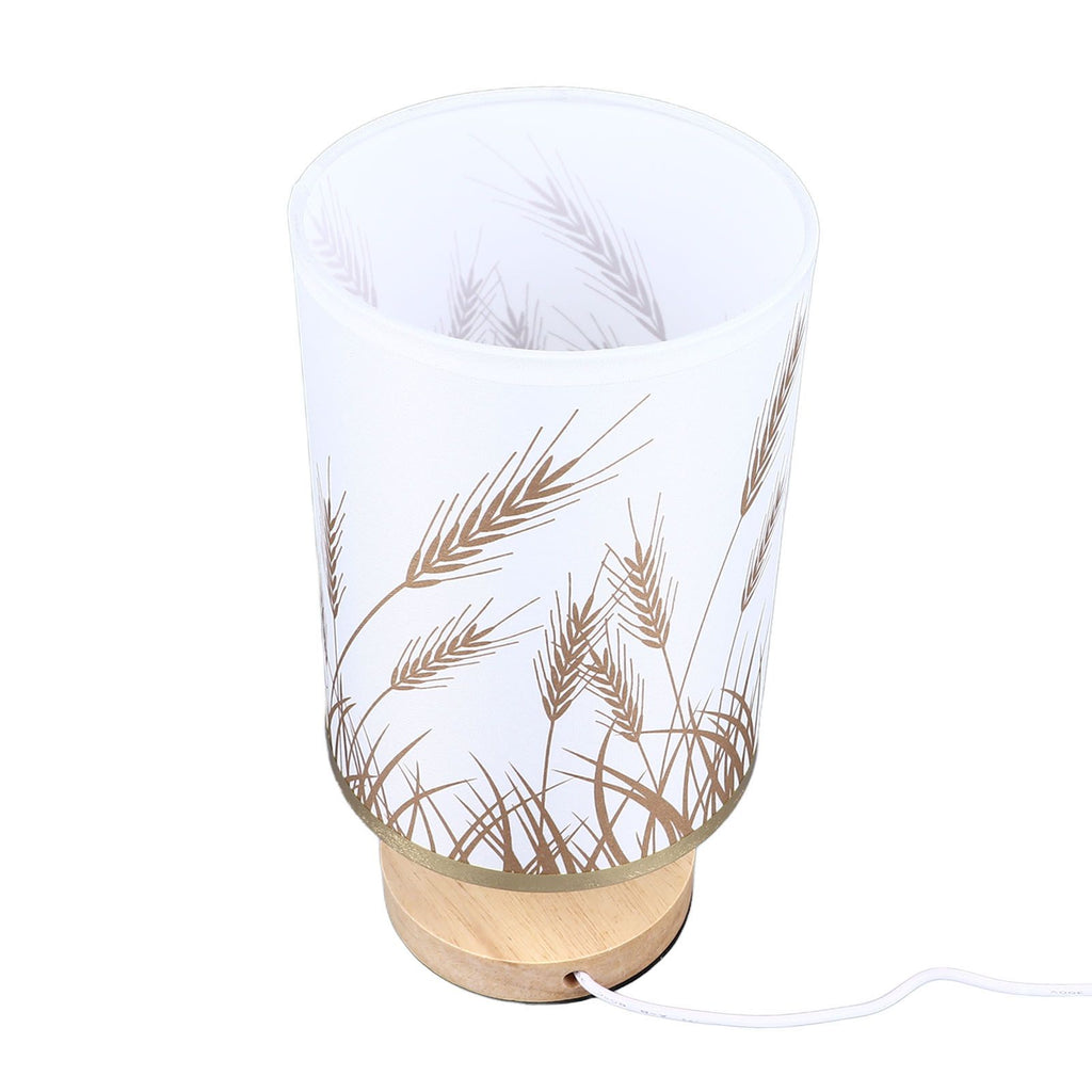 Small Table Lamp for Bedroom Dimmable LED Bedside Lamps Solid Wood USB Night Stand Lamp with Wheat Spike Lampshade Eye Caring