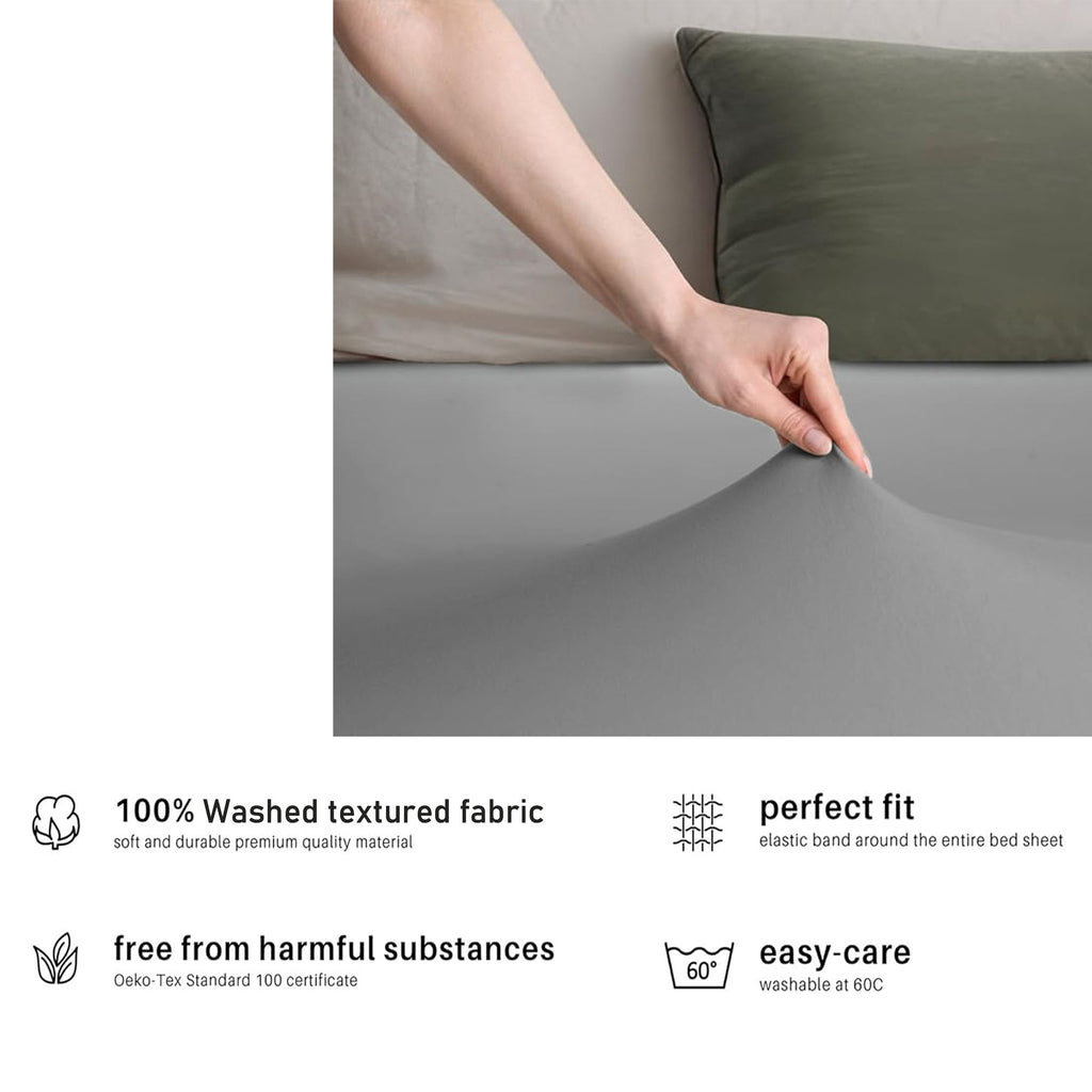 Hotel Quality Fitted sheets - 2 Piece Fitted sheets  -Breathable Bedding - Wrinkle, Fade, Stain Resistant- 26inch/40cm Deep Pocket Fitted Bed Sheet-Wrinkle and Fade Resistant,(Grey,King)