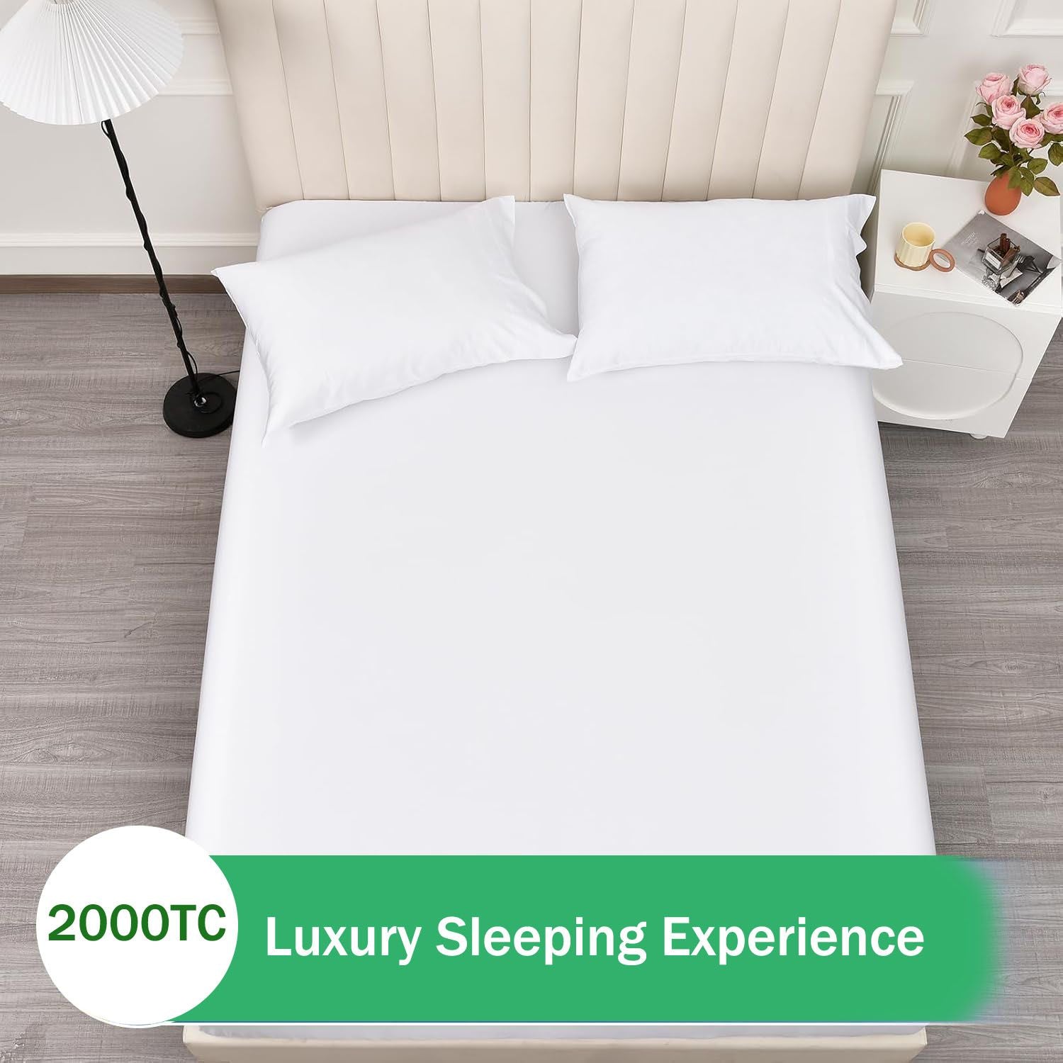 3 Piece Fitted Sheet Set- Fitted Sheet & Pillowcases -Breathable Bedding - Wrinkle, Fade, Stain Resistant- 40cm Deep Pocket Fitted Bed Sheet Set(White,King)