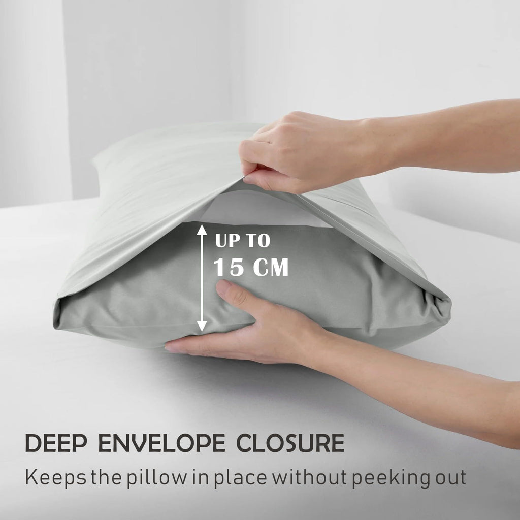 3 Piece Fitted Sheet Set- Fitted Sheet & Pillowcases -Breathable Bedding - Wrinkle, Fade, Stain Resistant- 40cm Deep Pocket Fitted Bed Sheet Set(Silver-gray,King)