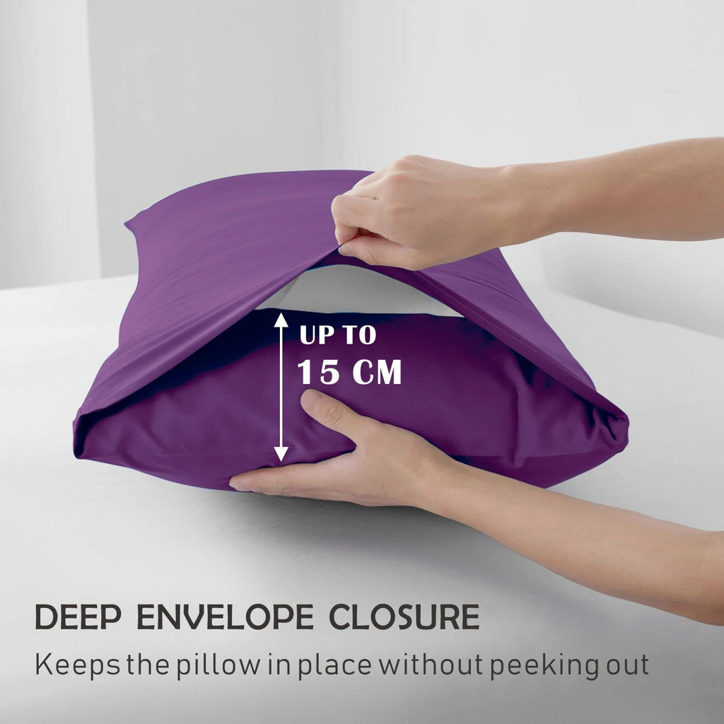 3 Piece Fitted Sheet Set- Fitted Sheet & Pillowcases -Breathable Bedding - Wrinkle, Fade, Stain Resistant- 40cm Deep Pocket Fitted Bed Sheet Set(Purple,King)